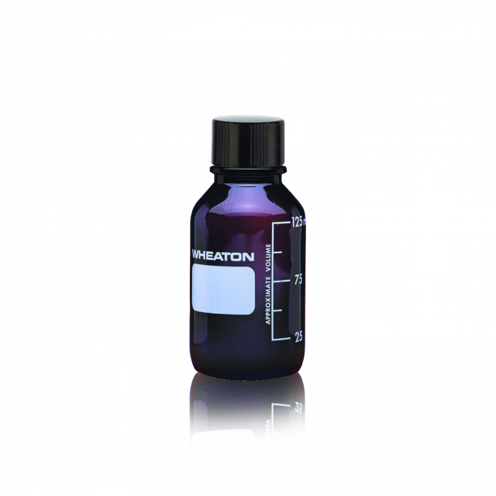 WHEATON® 培养基/实验室瓶，聚四氟乙烯橡胶内衬酚醛瓶盖，棕色，125 mL
