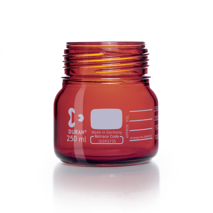 DURAN® GLS 80® 棕色广口实验室瓶，只含瓶子，无盖，250ml