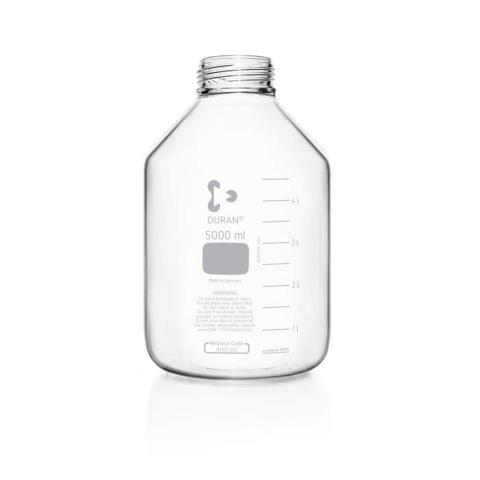 DURAN® GLS 80® 广口实验室瓶，透明，无螺旋盖和倾倒环，PP，蓝色，5000ml