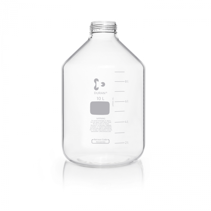 DURAN® GLS 80® 广口实验室瓶，透明，无螺旋盖和倾倒环，PP，蓝色，10000ml