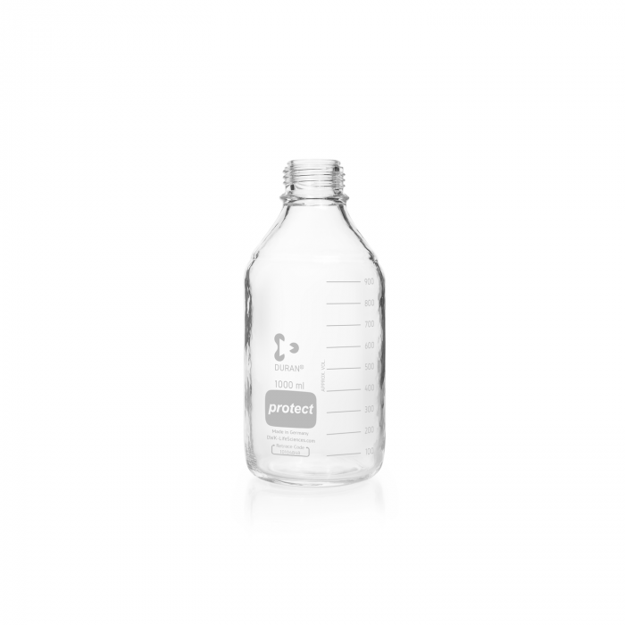 DURAN® protect GL 45 实验室瓶，透明，塑料安全涂层，无螺旋盖和倾倒环，1000 mL