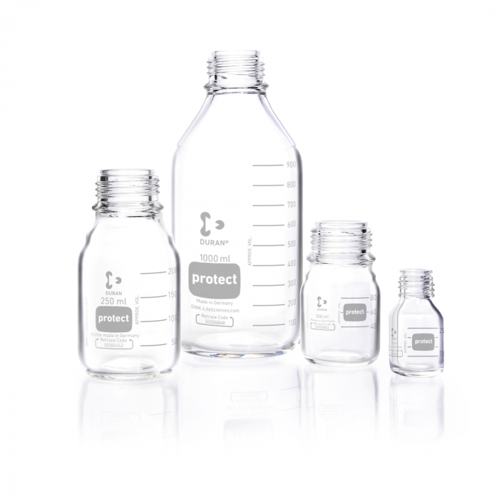 DURAN® protect GL 45 实验室瓶，透明，塑料安全涂层，无螺旋盖和倾倒环，10000 mL