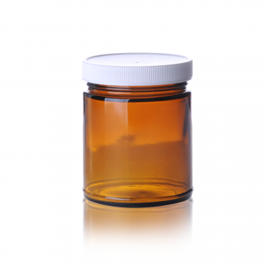 WHEATON® 直口瓶，白色聚丙烯，聚四氟乙烯发泡内衬，棕色，8盎司