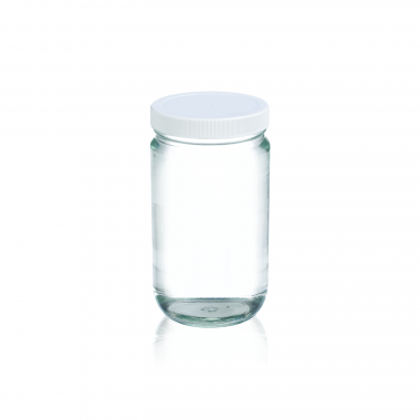 WHEATON® 透明直口瓶，白色聚丙烯盖，聚四氟乙烯发泡内衬，16 盎司