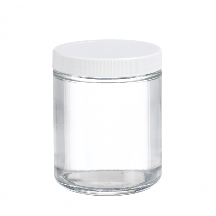 WHEATON® 透明直口瓶，白色聚丙烯盖，聚乙烯内衬，8 盎司