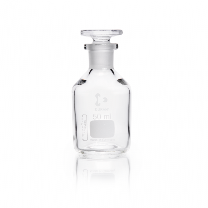 DURAN® 试剂瓶，窄颈，透明，ST 14/15 标准磨口颈，带玻璃平头塞，50ml