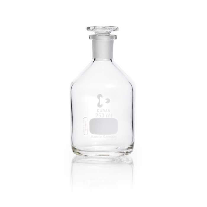 DURAN® 试剂瓶，窄颈，透明，ST 19/26 标准磨口颈，带玻璃平头塞，250ml
