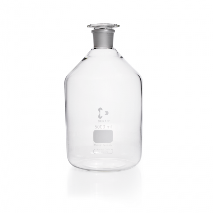 DURAN® 试剂瓶，窄颈，透明，ST 45/40 标准磨口颈，带玻璃平头塞，5000ml