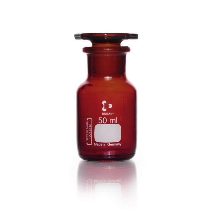 DURAN® 宽颈试剂瓶，棕色，ST 24/20标准磨口，带玻璃塞，50ml