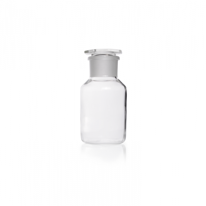 宽颈钠钙玻璃透明试剂瓶，带标准磨制玻璃平头瓶塞，1000 mL