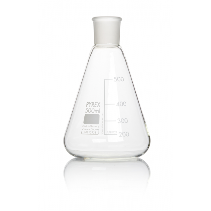 PYREX®烧瓶，埃伦迈耶，带刻度，带 NS 29/32 接地插座，500 毫升