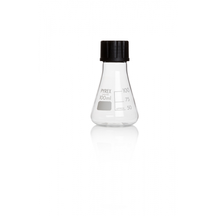 PYREX®烧瓶，锥形，螺旋盖 100 mL