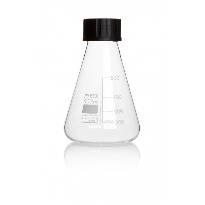 PYREX®烧瓶，锥形，螺旋盖 500 mL