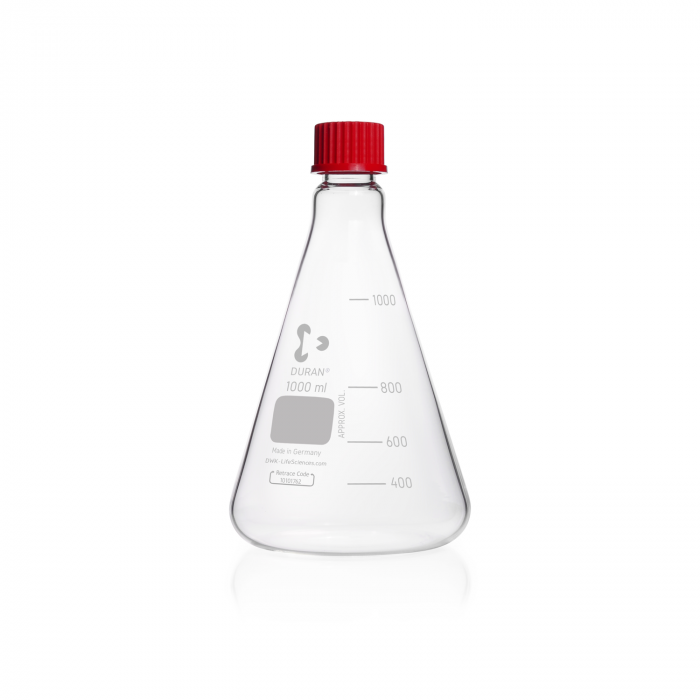 DURAN® 埃伦迈耶烧瓶，带 DIN 螺纹，带 PBT 瓶盖，1000 mL