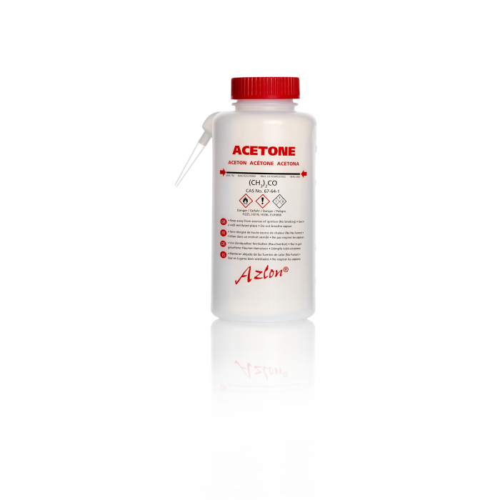 AZLON® 清洗瓶，圆形一体式，多种语言，500 毫升丙酮