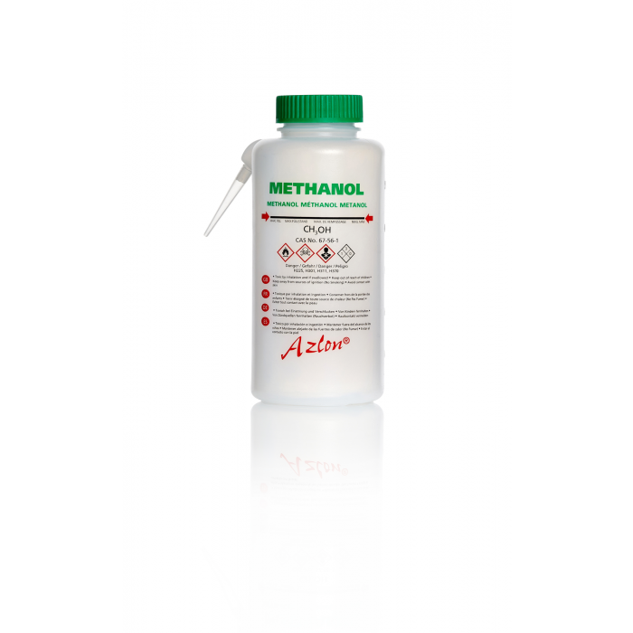 AZLON®清洗瓶，圆形一体式，多种语言，500 毫升甲醇