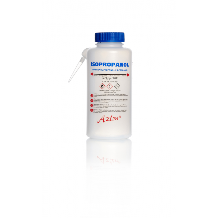 AZLON® 冲洗瓶，圆形一体式，多种语言，500 毫升异丙醇