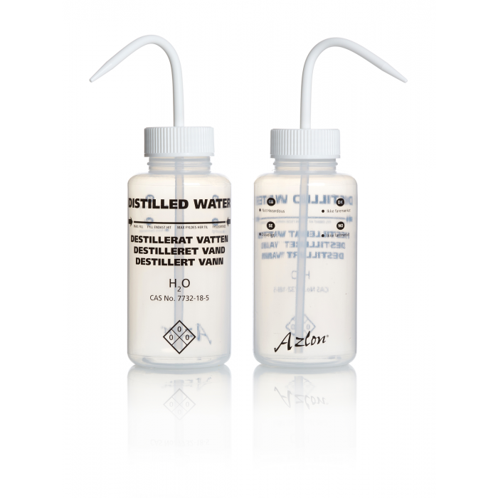 AZLON® 冲洗瓶，不通气，250 毫升蒸馏水，2 区