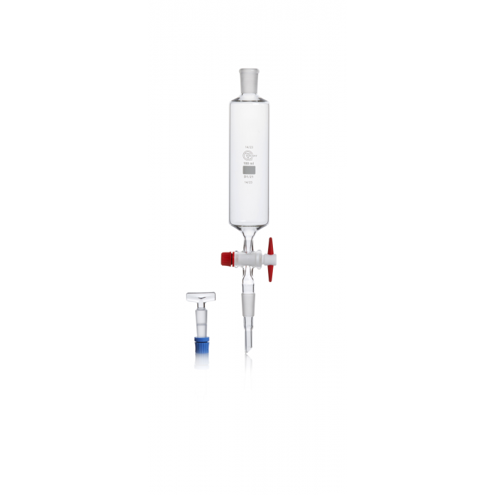 QUICKFIT® 滴管，圆柱形，带聚四氟乙烯止塞键和磨削接头 NS 14/23, 100mL