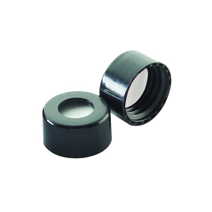 WHEATON® 9 mm ABC 螺旋盖，带红色 PTFE 内衬，黑色 PP