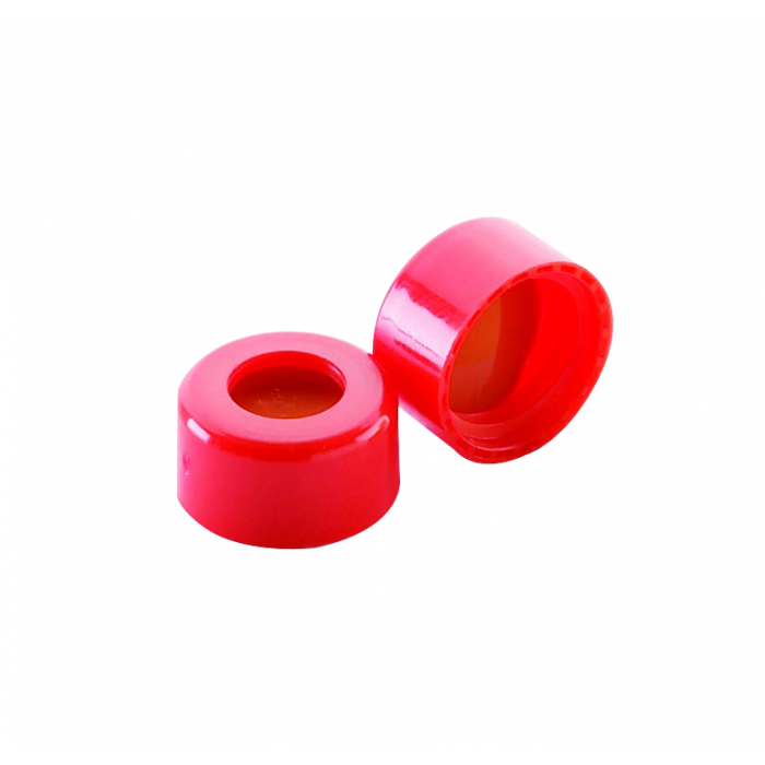 WHEATON® 9 mm ABC螺丝帽，带白色PTFE/红色硅胶内衬，红色PP