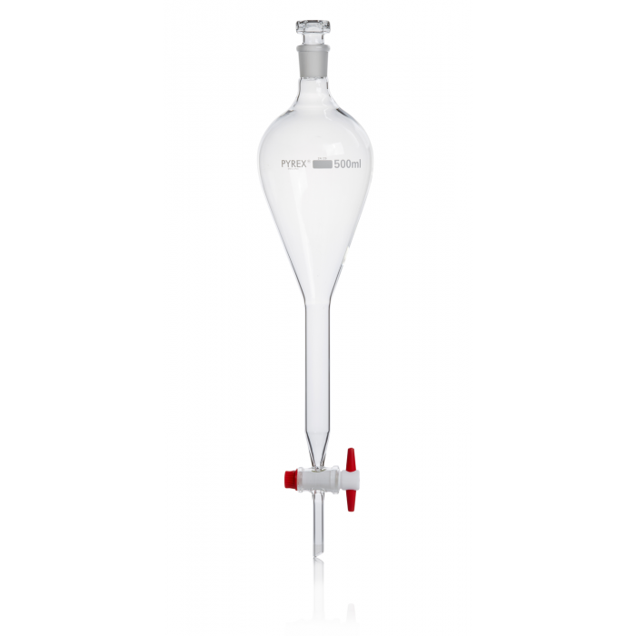 PYREX®分液漏斗，Gilson，PTFE 管塞键，NS 24/29 玻璃塞，500mL