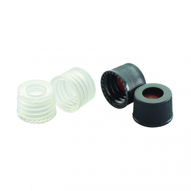 WHEATON® 用于螺纹小瓶的瓶盖，预装开盖和隔膜，黑色 PP 盖，带 PTFE / 硅衬里，13-425，100 个一箱