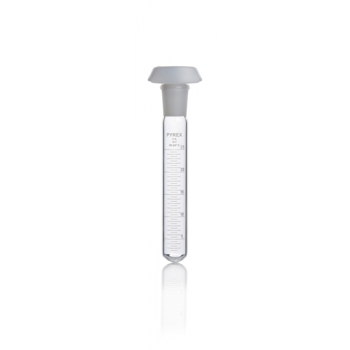 Pyrex® 试管，带刻度，带接地插座和瓶塞 NS 19/26，25 mL