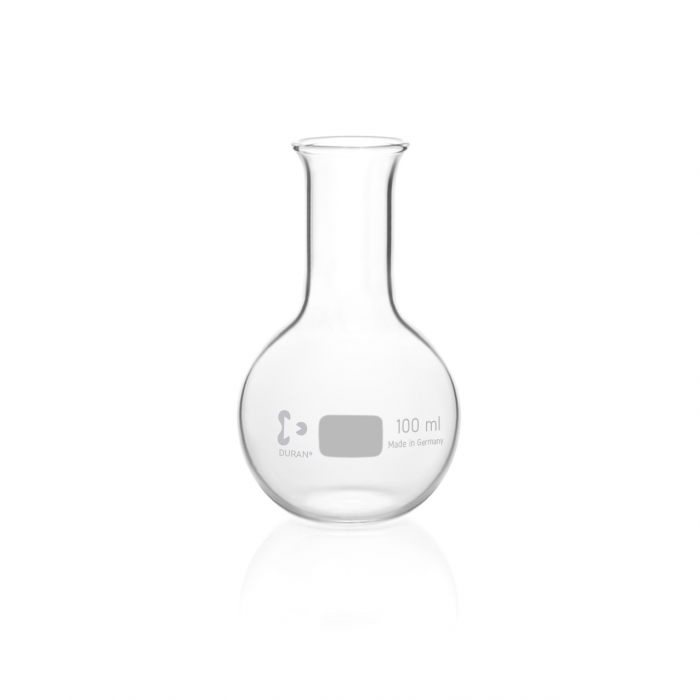 DURAN® 平底烧瓶，窄颈，带珠边，100 mL