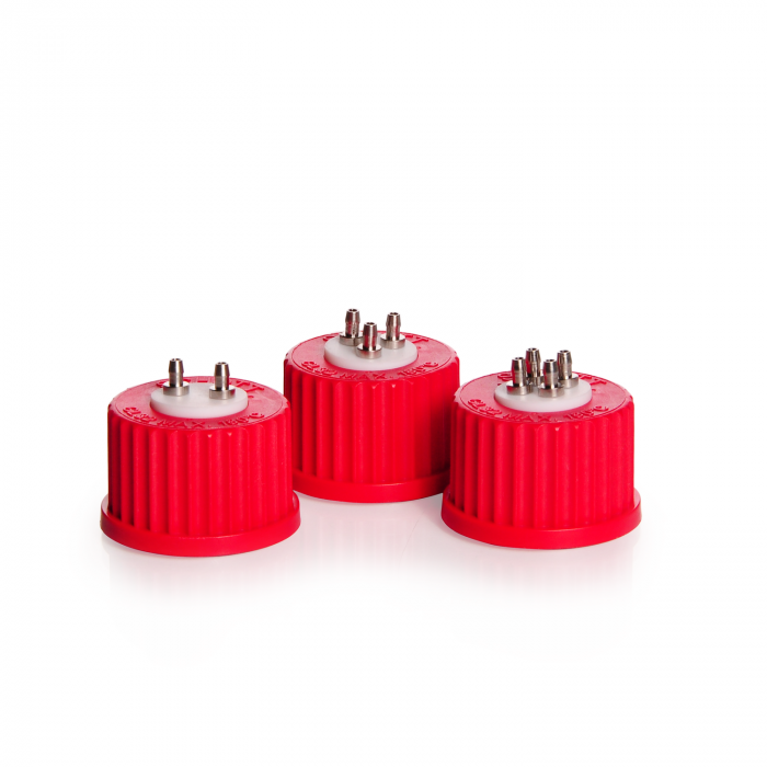 DURAN® GL 32 多孔连接器螺帽，PBT，红色