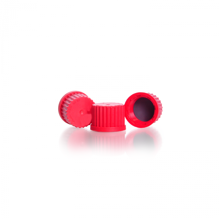 DURAN® GL 25 高温螺旋盖（PBT，红色），带 PTFE 涂层过氧化物固化硅胶帽衬