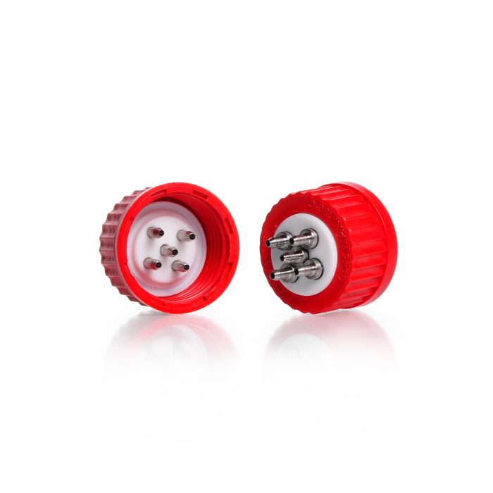DURAN® GL 45 多孔连接器螺帽，PBT，红色