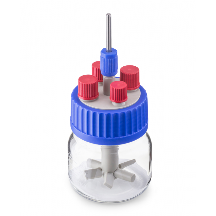 DURAN® GLS 80® 搅拌瓶反应器螺旋盖，宽口，适用于250毫升瓶子（供应时不包括在内），附带锚式磁力搅拌器和搅拌轴