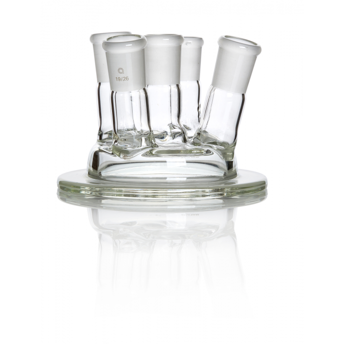 QUICKFIT® 平法兰盖，法兰孔径 75mm，NS 19/26 接地中心插座，4 x 侧插座
