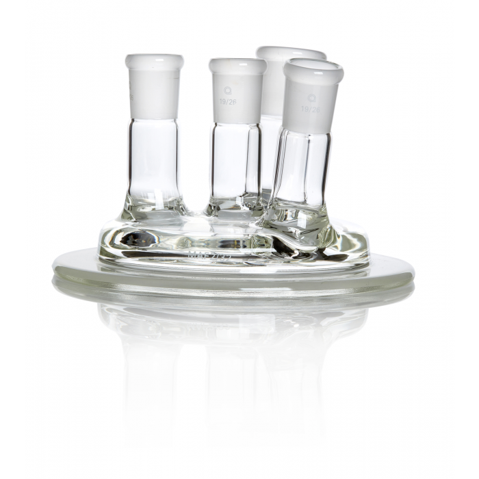 QUICKFIT® 平法兰盖，法兰孔径 100mm，NS 19/26 接地中心插口，4 x 侧插口