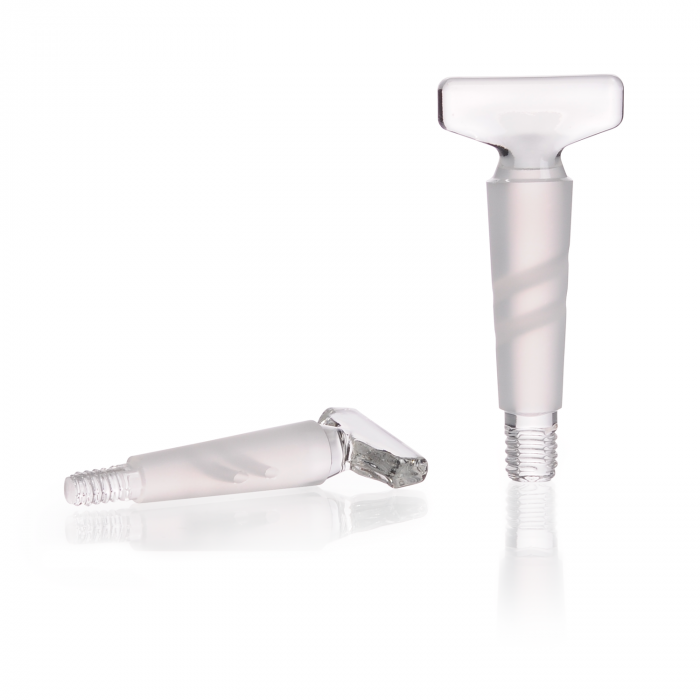 DURAN® 截止阀钥匙, 带双孔, 磨削和螺纹, NS 18.8, 孔径 4 mm