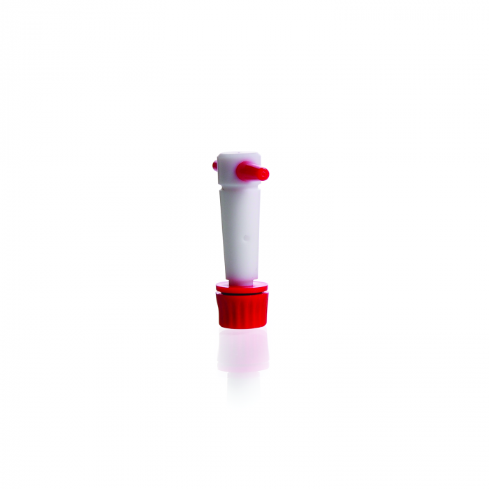 带螺纹和三部分固定装置的 PTFE 钥匙，孔径 2 mm，NS 12.5