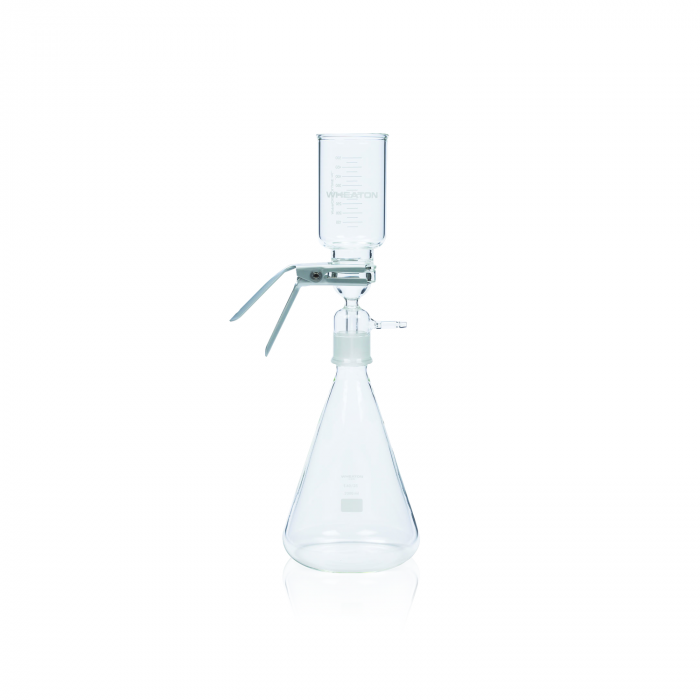WHEATON® 47mm 过滤组件，带不锈钢支架和 40/35 研磨接头，1000 mL 滤瓶