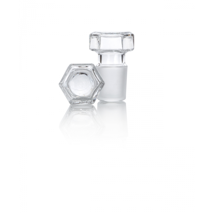 PYREX®瓶塞，空心吹制玻璃，六角形顶部，磨制 14/15 接头