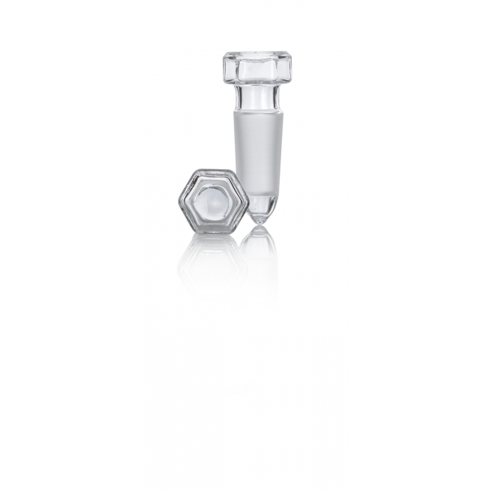 QUICKFIT® 瓶塞，空心吹制，六角形顶端，滴嘴，磨削 NS 14/23 接头