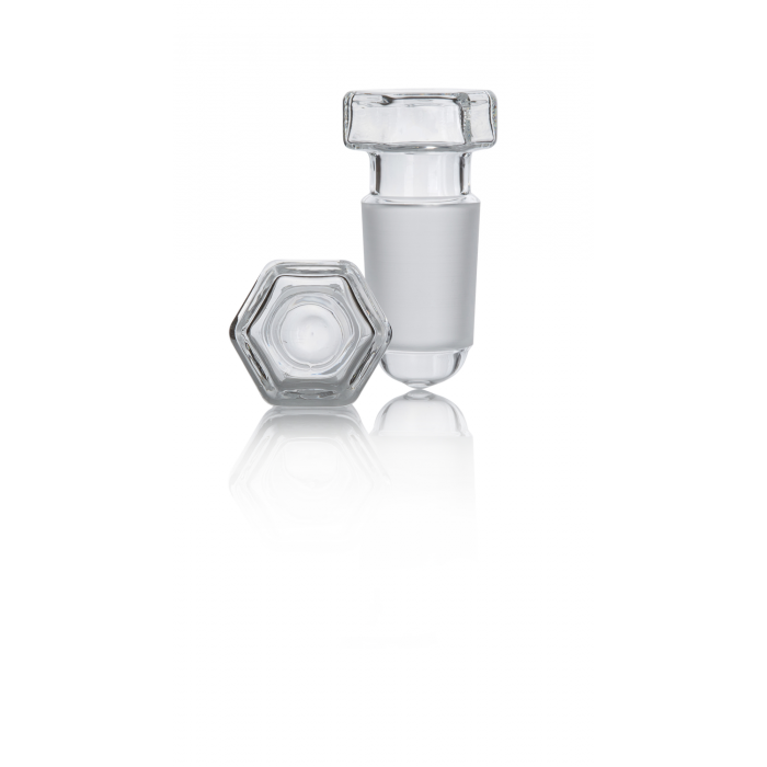 QUICKFIT® 瓶塞，空心吹制，六角形顶端，滴嘴，磨削 NS 24/29 接头
