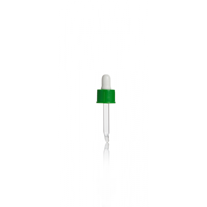 WHEATON® 玻璃滴管组件，绿色盖帽，白色橡胶头，4.5 mL