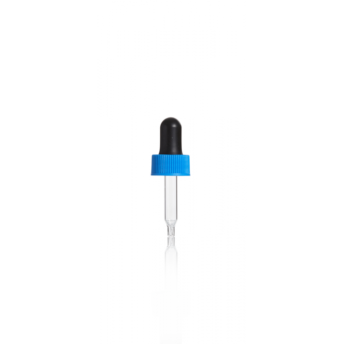 WHEATON® 玻璃滴管组件，蓝色盖帽，黑色橡胶头，7 mL