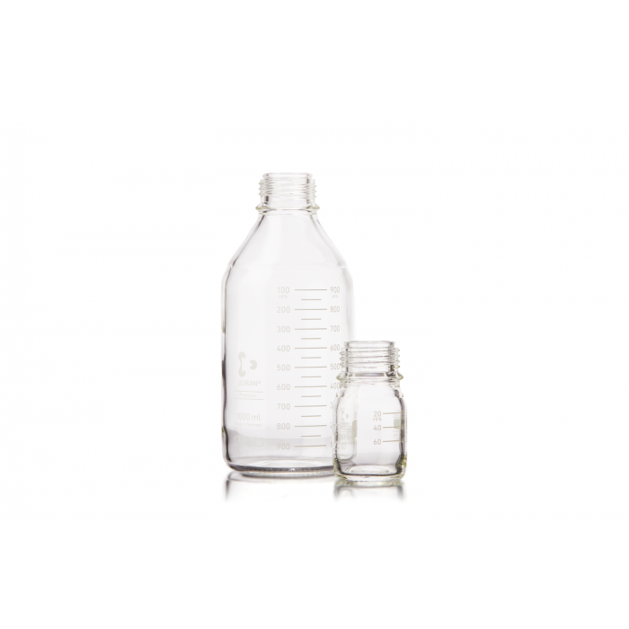 DURAN® GL 45透明 特级瓶，无 PFA 特级螺旋盖和倾倒环