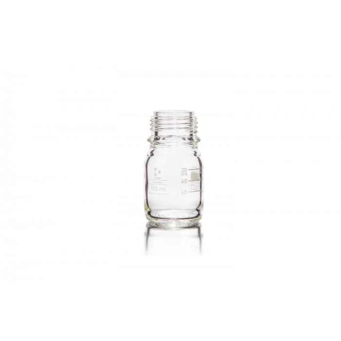 DURAN® GL 45透明 特级瓶，无 PFA 高级螺旋盖和倾倒环，100ml