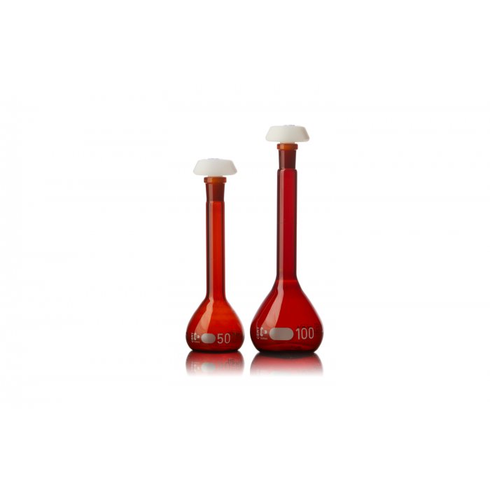 DURAN® 容量瓶，A 级，棕色，带 UKAS 证书，50ml