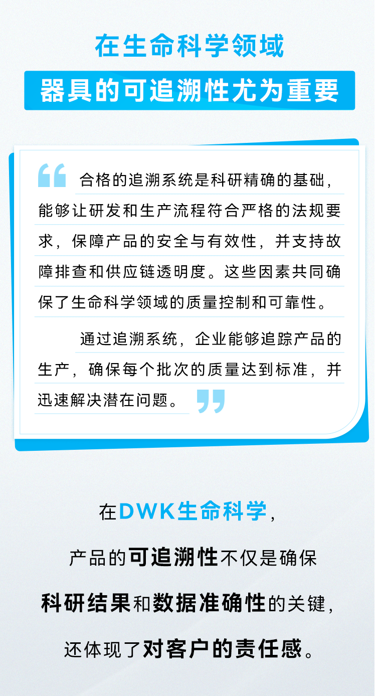 合格的追溯系统是科研精确的基础，能够让研发和生产流程符合严格的法规要求，保障产品的安全与有效性，并支持故障排查和供应链透明度。这些因素共同确保了生命科学领域的质量控制和可靠性。 通过追溯系统，企业能够追踪产品的生产，确保每个批次的质量达到标准，并迅速解决潜在问题。