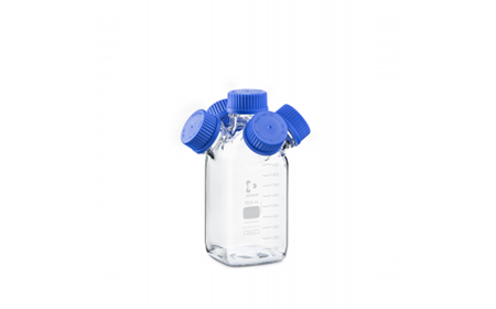 DURAN® GL 45 Hydra HPLC 吹扫瓶，方形，透明，具有 4 GL 45 侧口